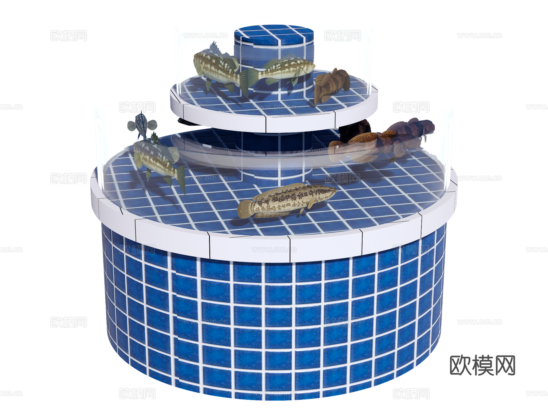 鱼池 海鲜池su模型下载（渲染图2）