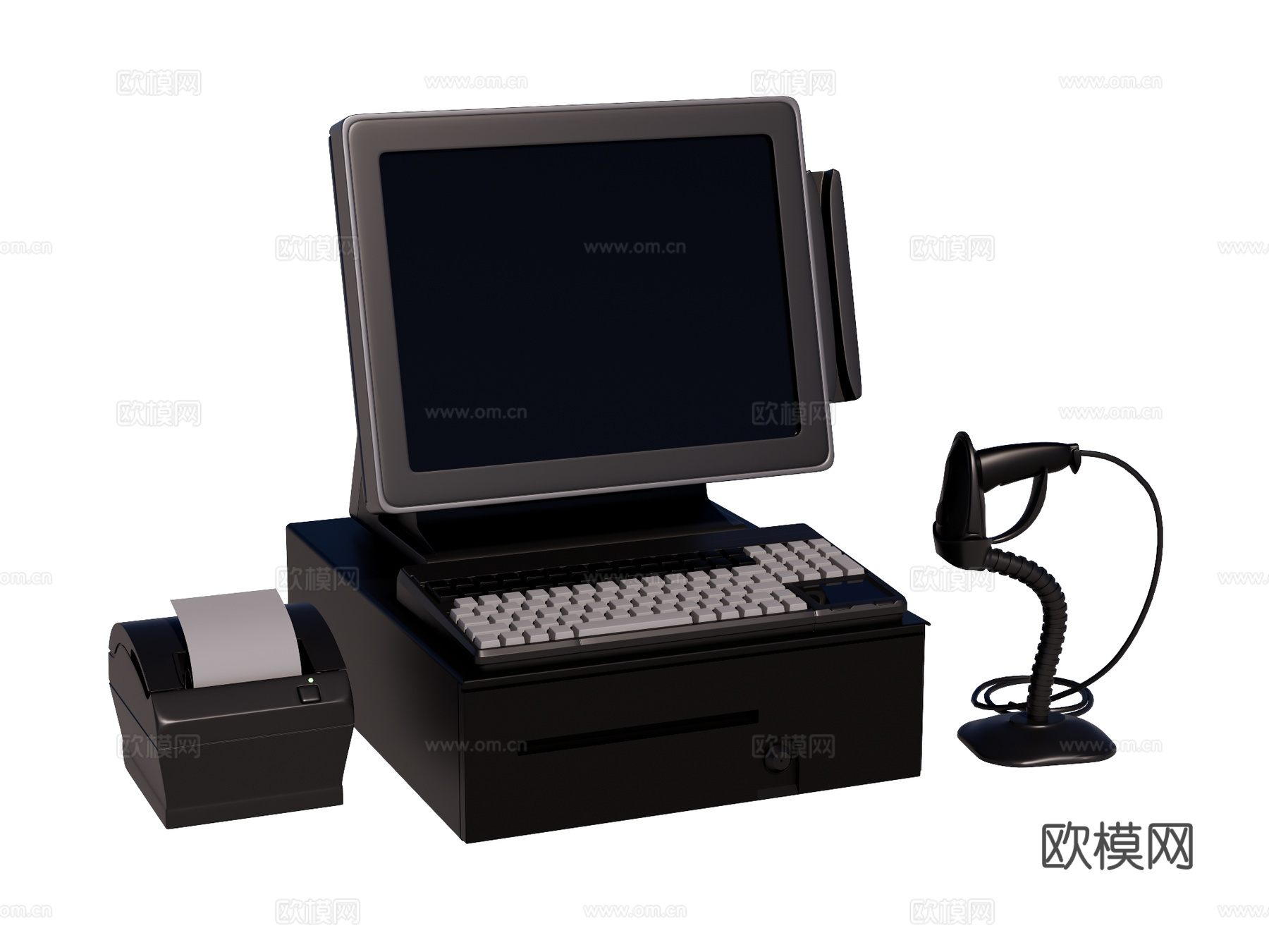 收银机su模型下载（渲染图1）