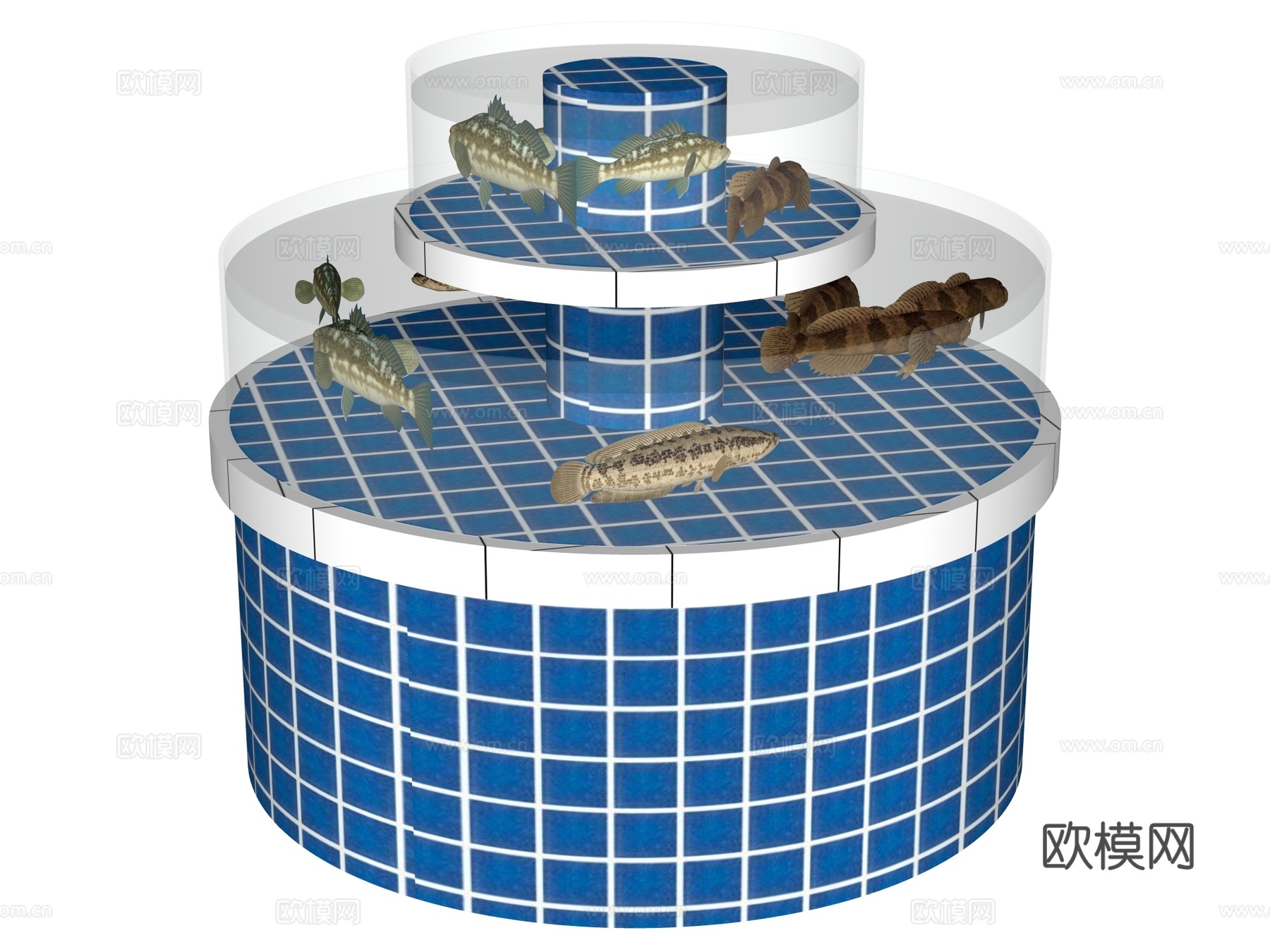 鱼池 海鲜池su模型下载（渲染图1）