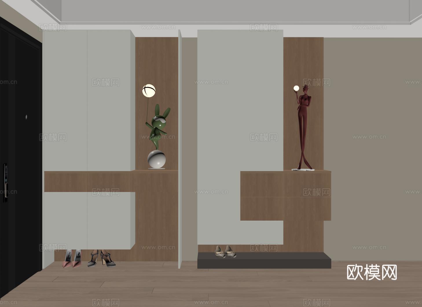 现代入户鞋柜 玄关柜 隔断柜su模型下载（渲染图2）