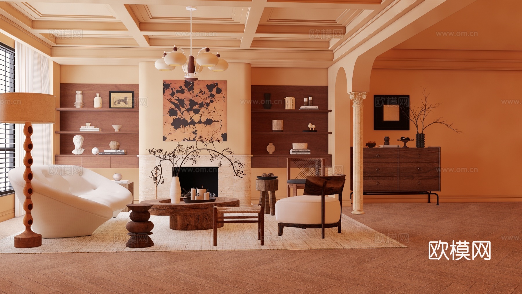 家装 茶室 餐厅 卧室 客厅 厨房su模型下载（渲染图1）