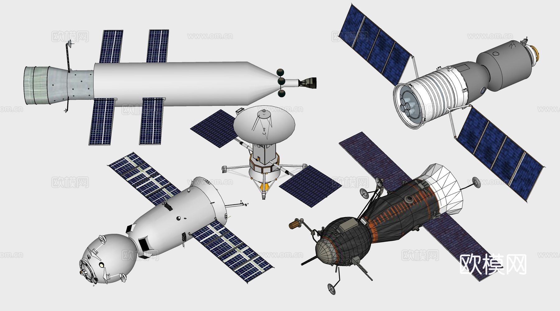 现代航天器材 轨道卫星su模型下载（渲染图2）