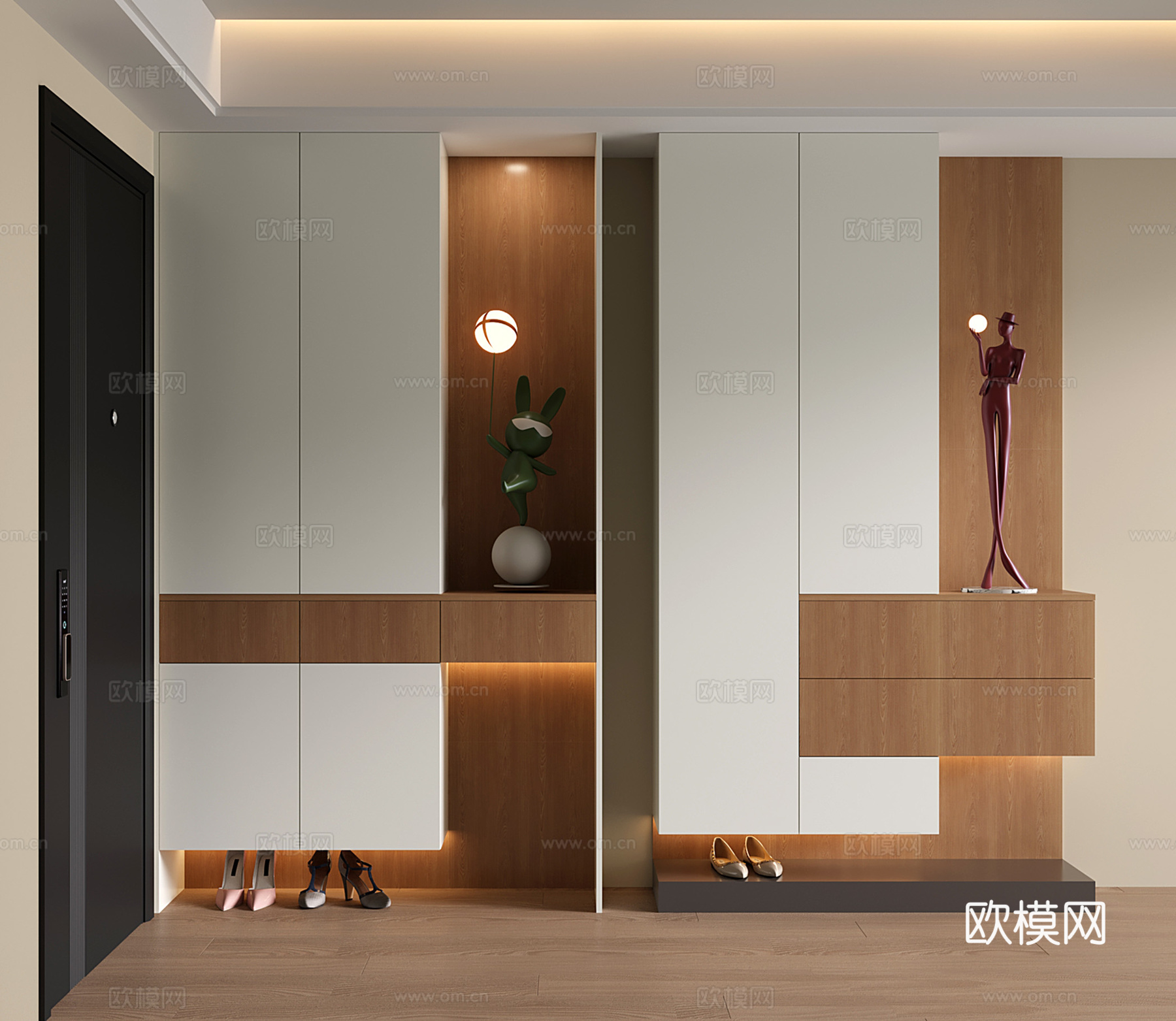 现代入户鞋柜 玄关柜 隔断柜su模型下载（渲染图1）