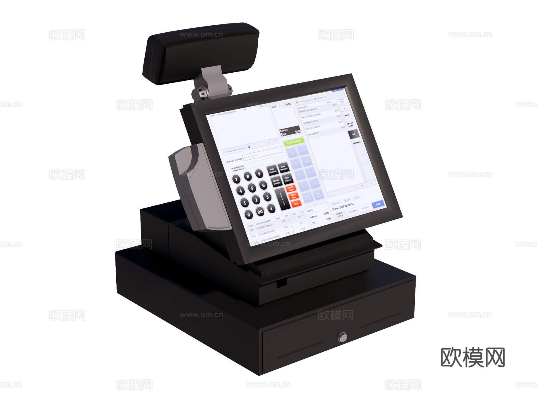 收银机su模型下载（渲染图1）