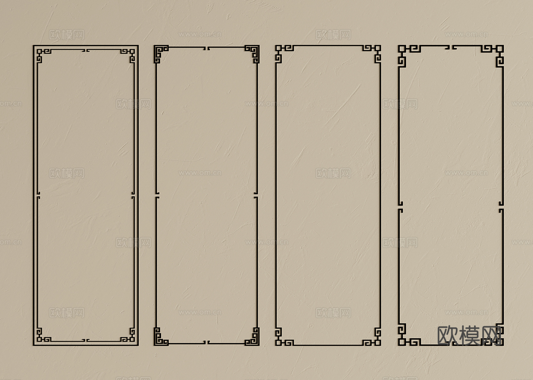 新中式线条 吊顶角花 顶角线su模型下载（渲染图1）