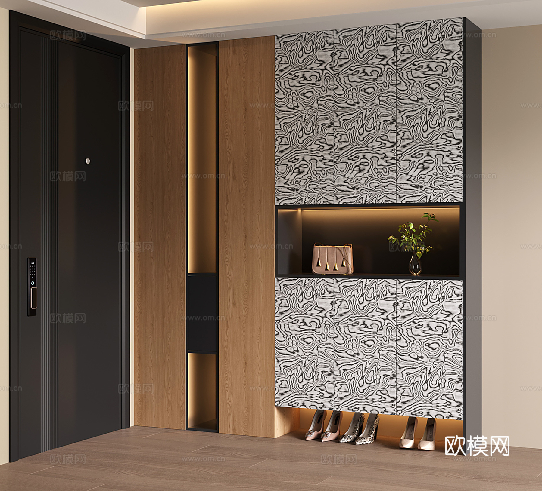 意式入户玄关鞋柜su模型