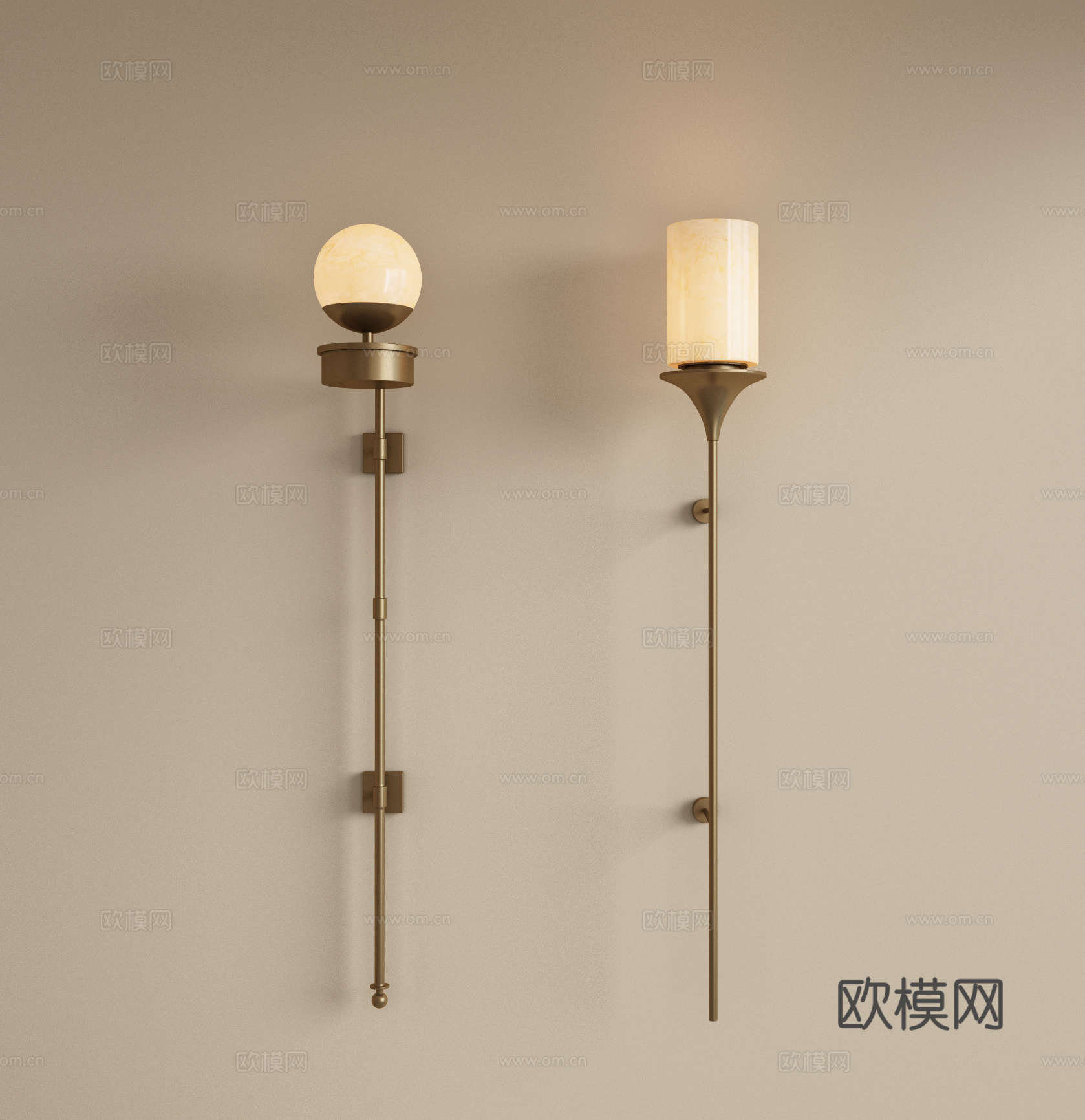 现代金属壁灯 长条壁灯 艺术壁灯 走廊壁灯 工装壁灯3d模型下载