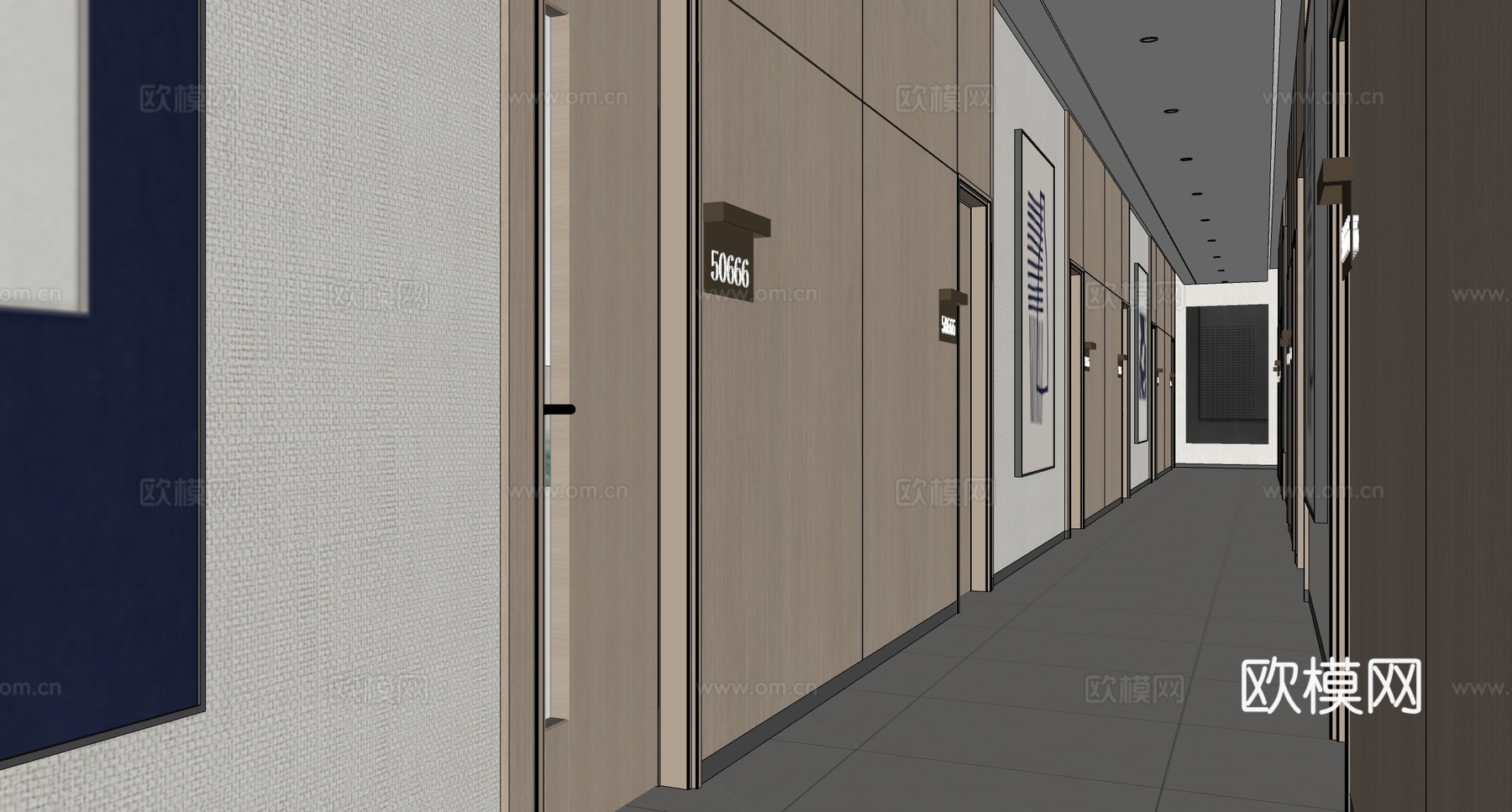 现代酒店过道 酒店走廊 酒店玄关su模型下载（渲染图2）