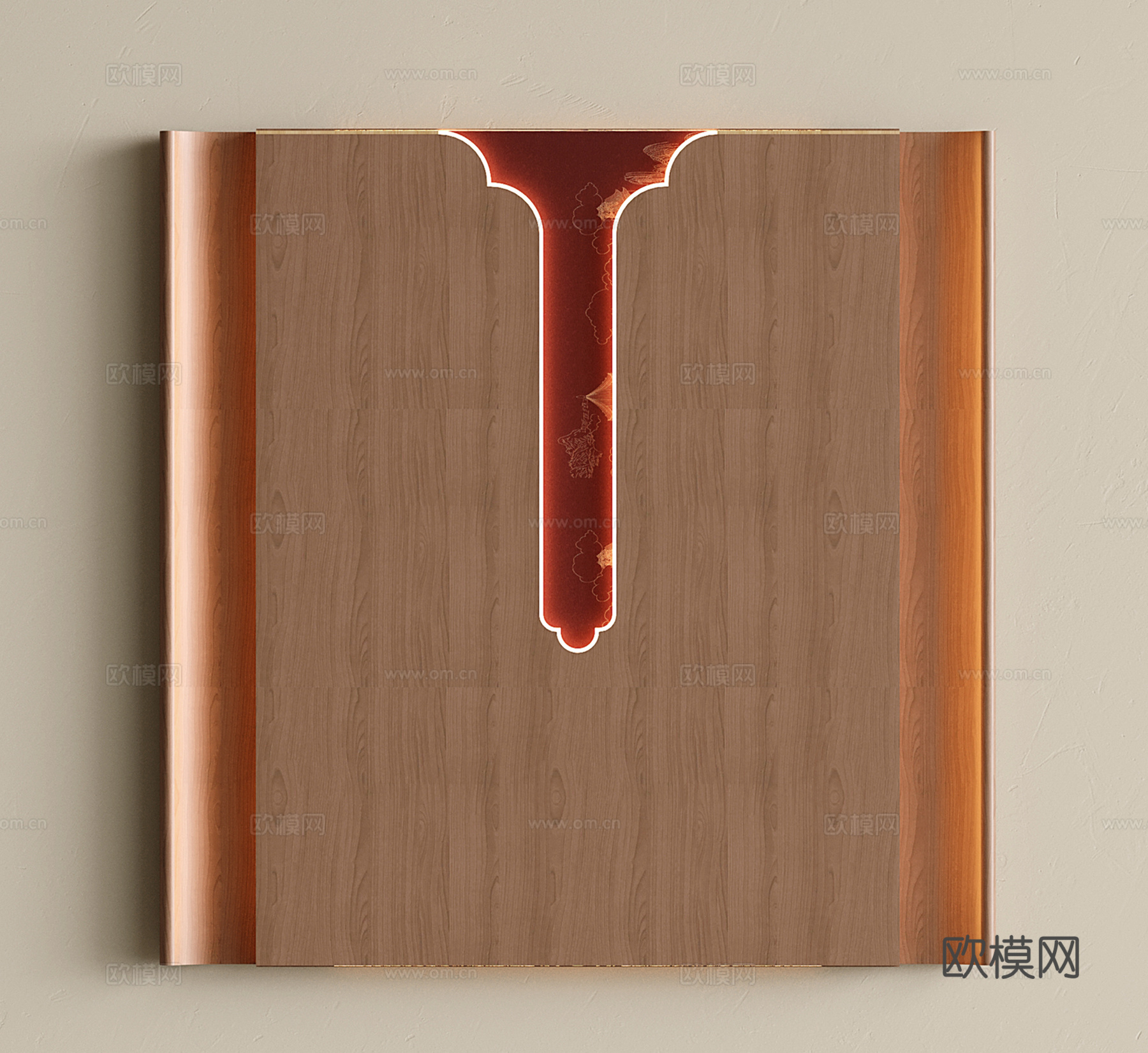 新中式玄关背景墙 圆弧背景墙su模型下载（渲染图1）