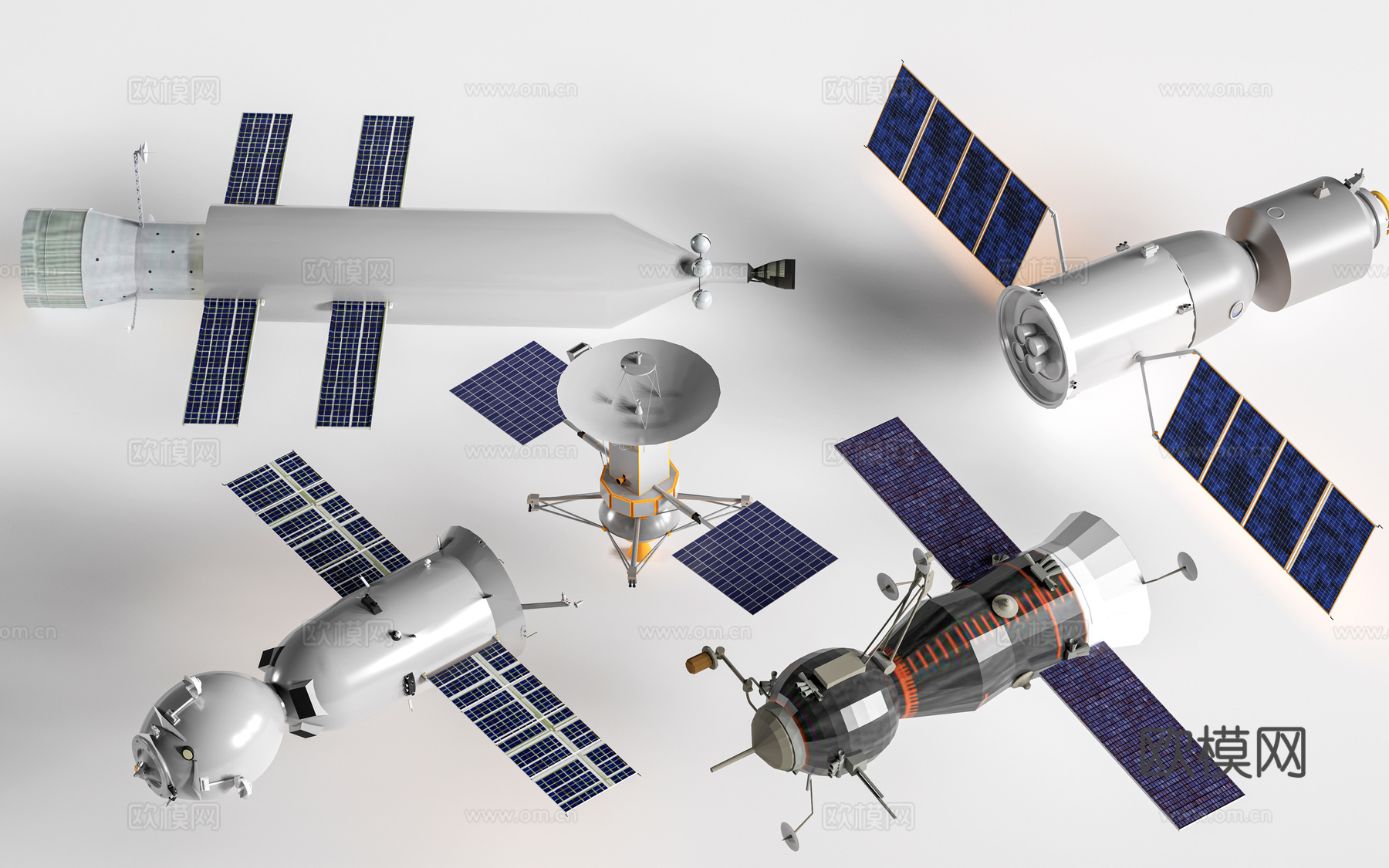 现代航天器材 轨道卫星su模型下载（渲染图1）