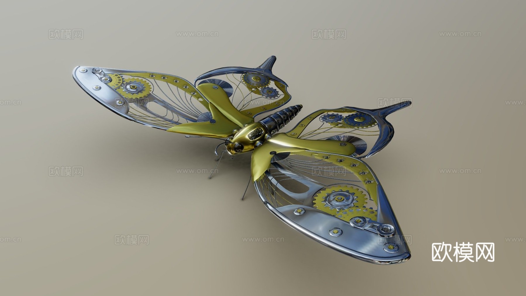 发条蝴蝶su模型下载（渲染图1）