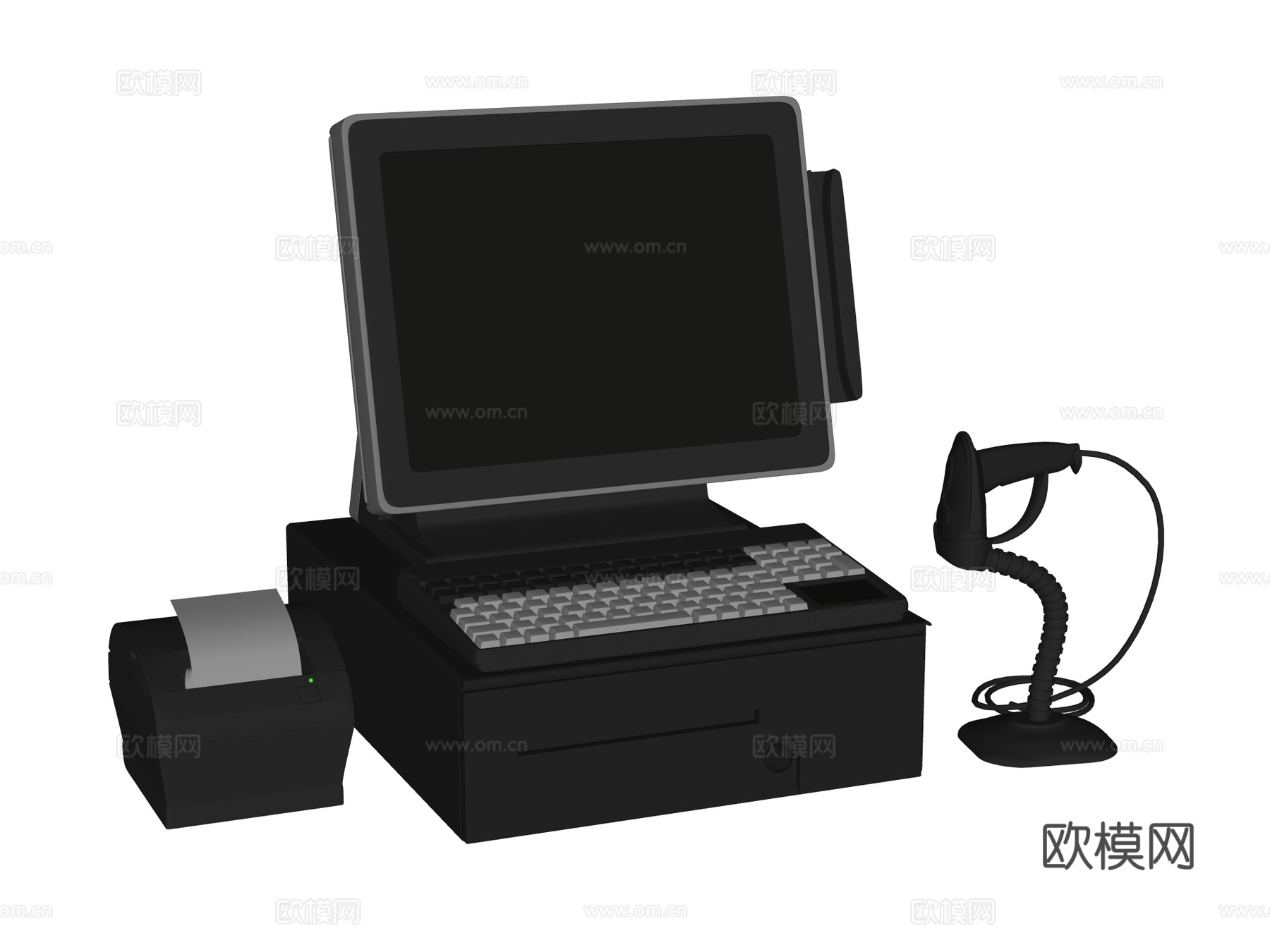 收银机su模型下载（渲染图2）