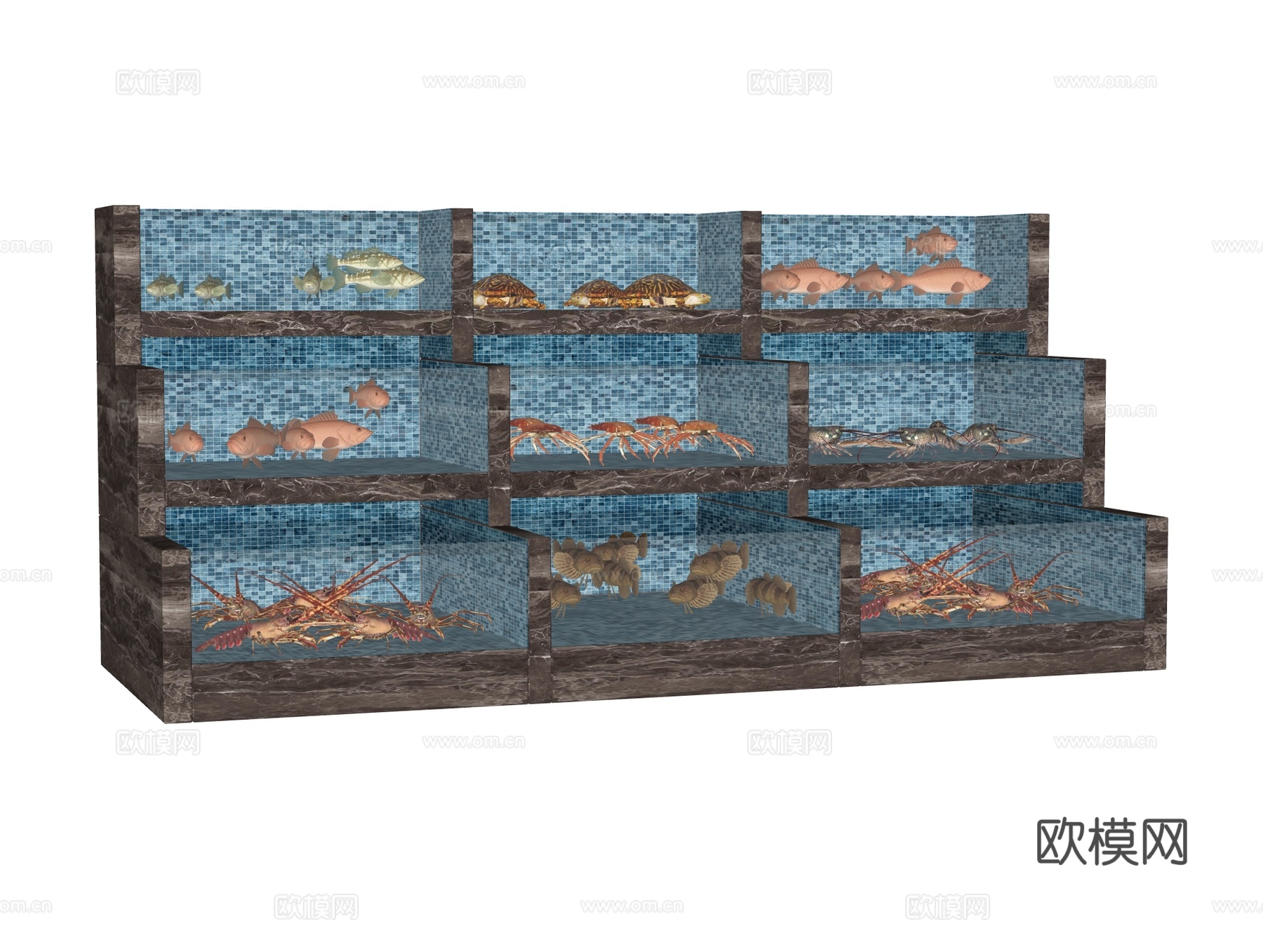 鱼池 海鲜池su模型下载（渲染图2）