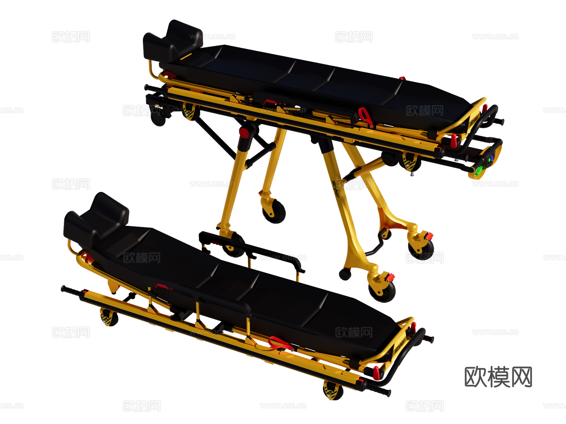 病床 担架su模型下载（渲染图1）