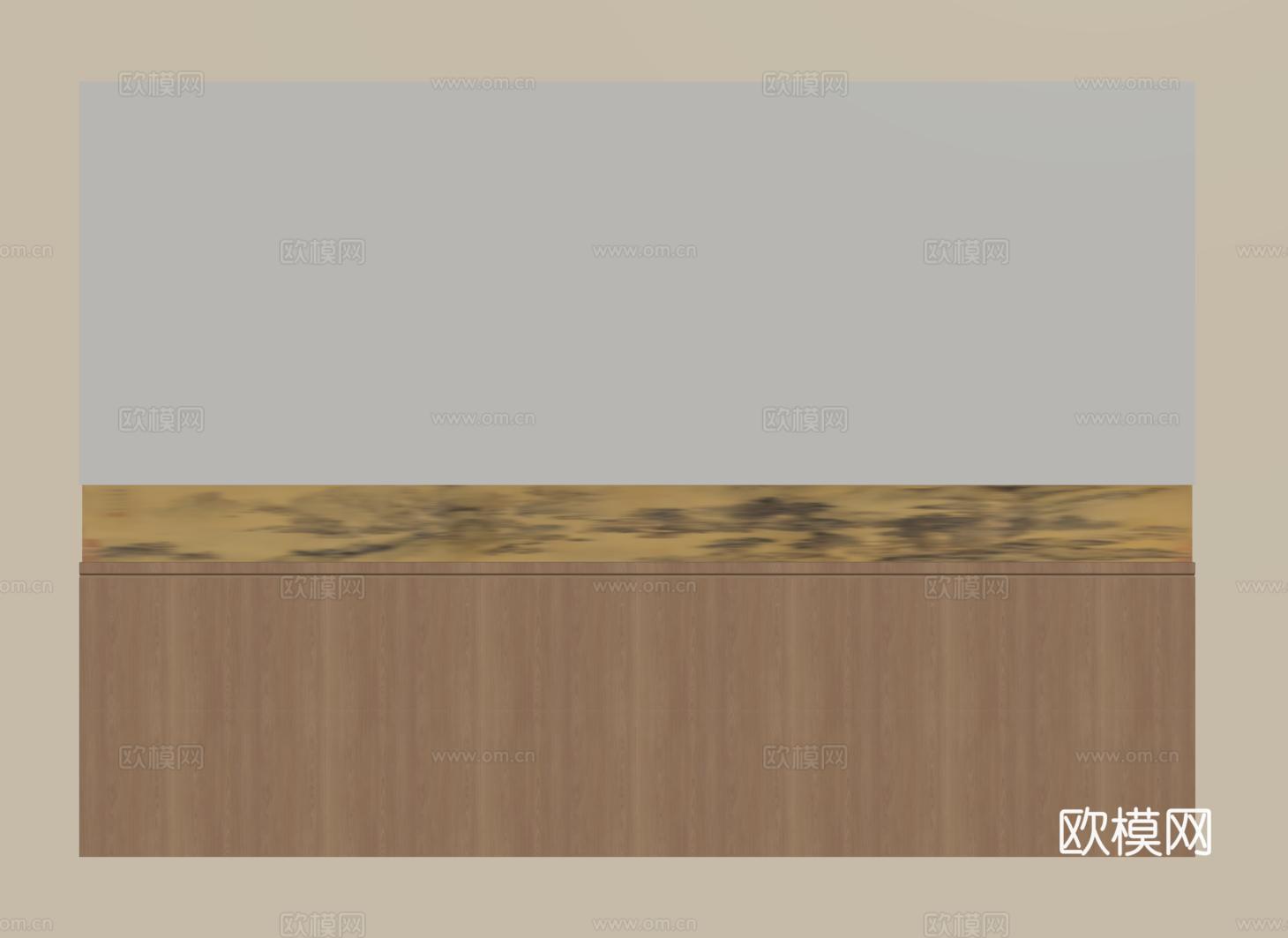 宋氏床头背景墙 新中式卧室背景墙 包间床头背景su模型下载（渲染图2）