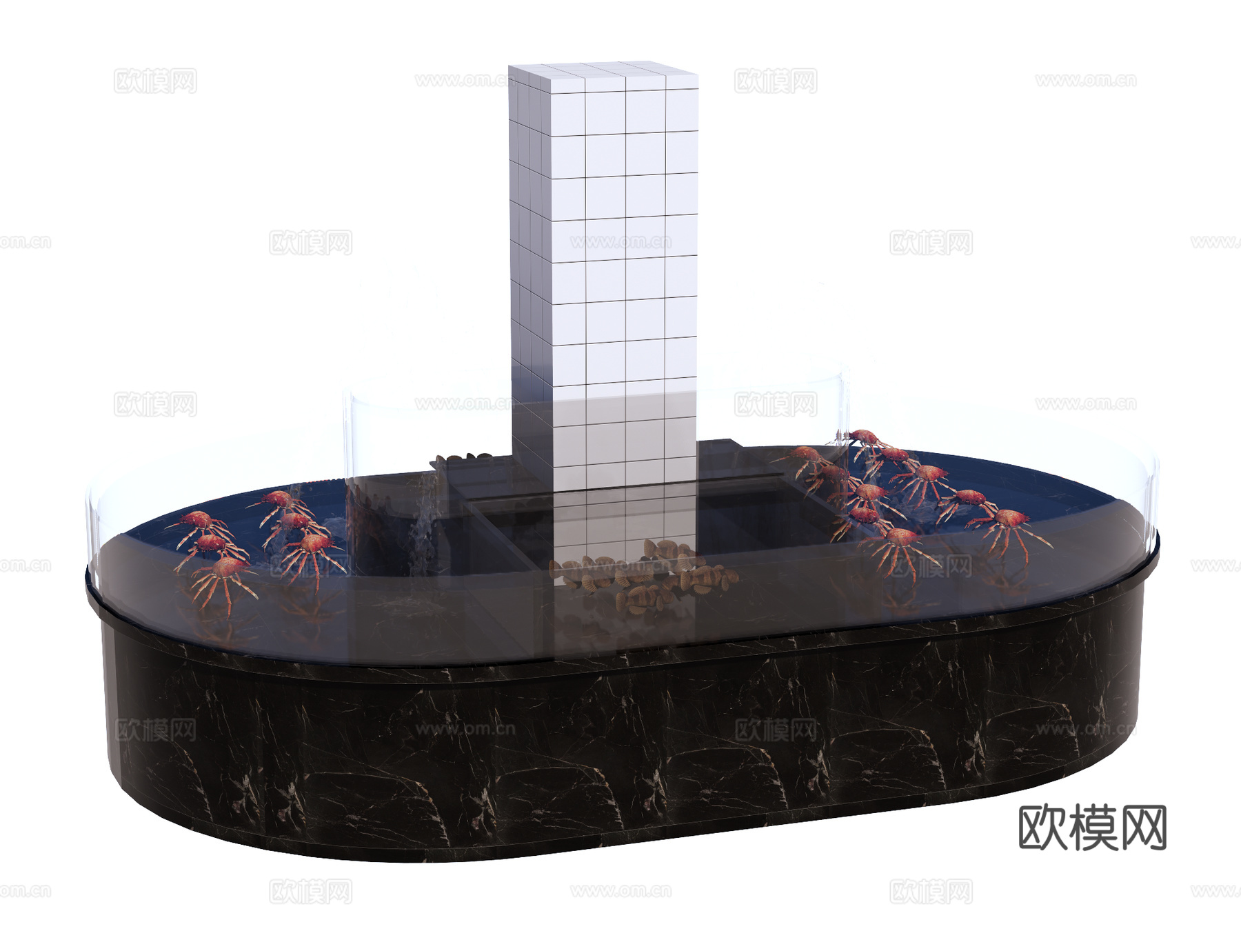 鱼池 海鲜池su模型下载（渲染图1）