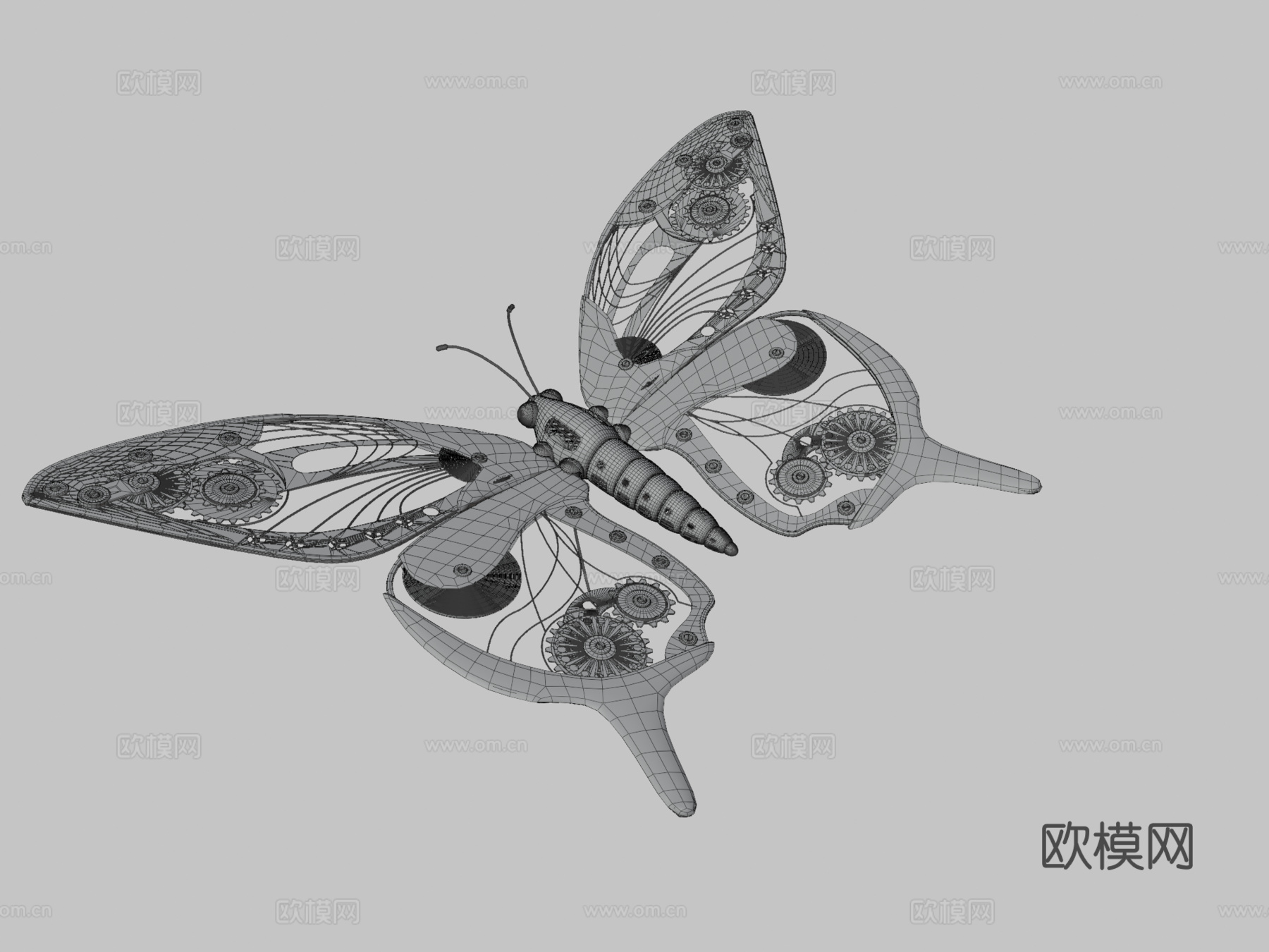 发条蝴蝶su模型下载（渲染图3）