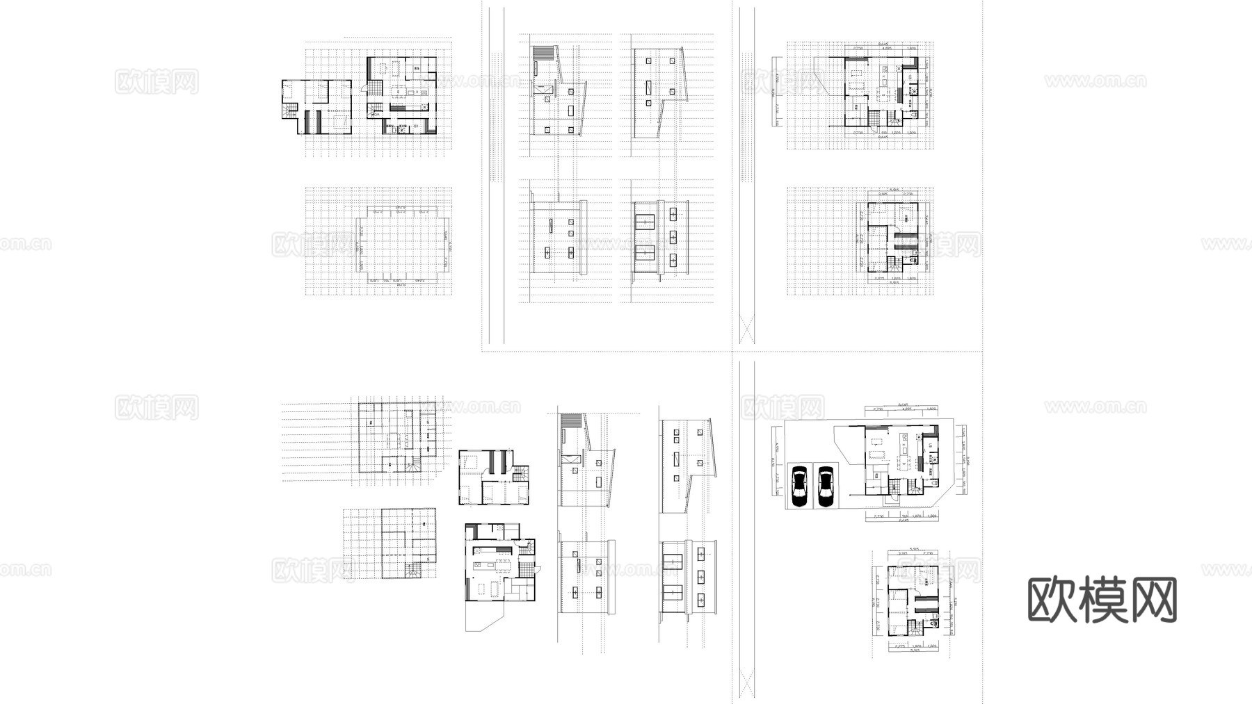 别墅平面 别墅立面cad施工图下载