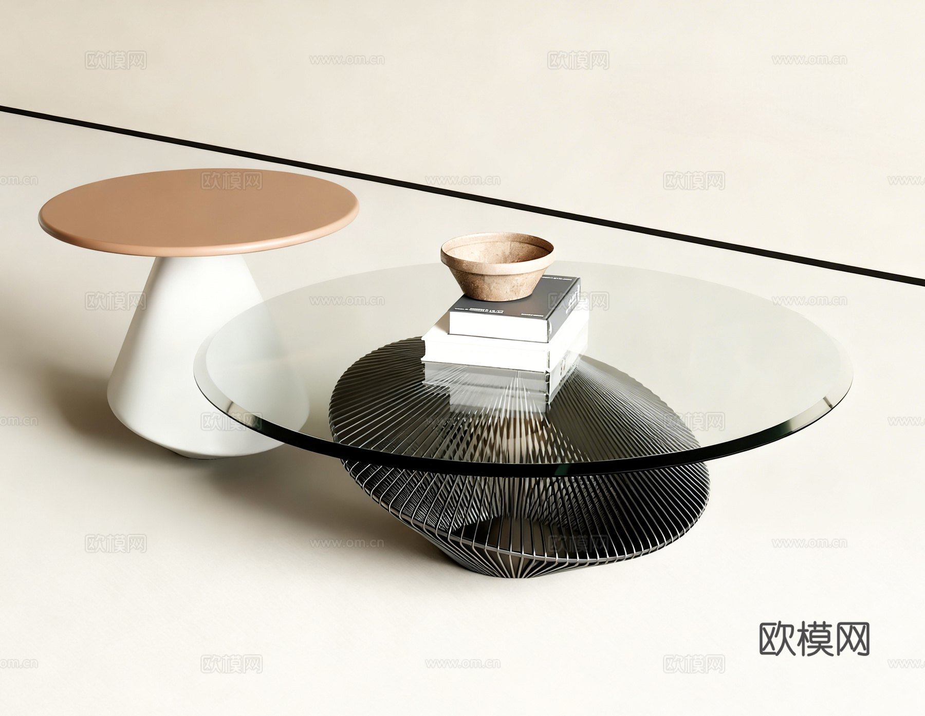 现代茶几 茶几组合 圆茶几 玻璃茶几3d模型下载