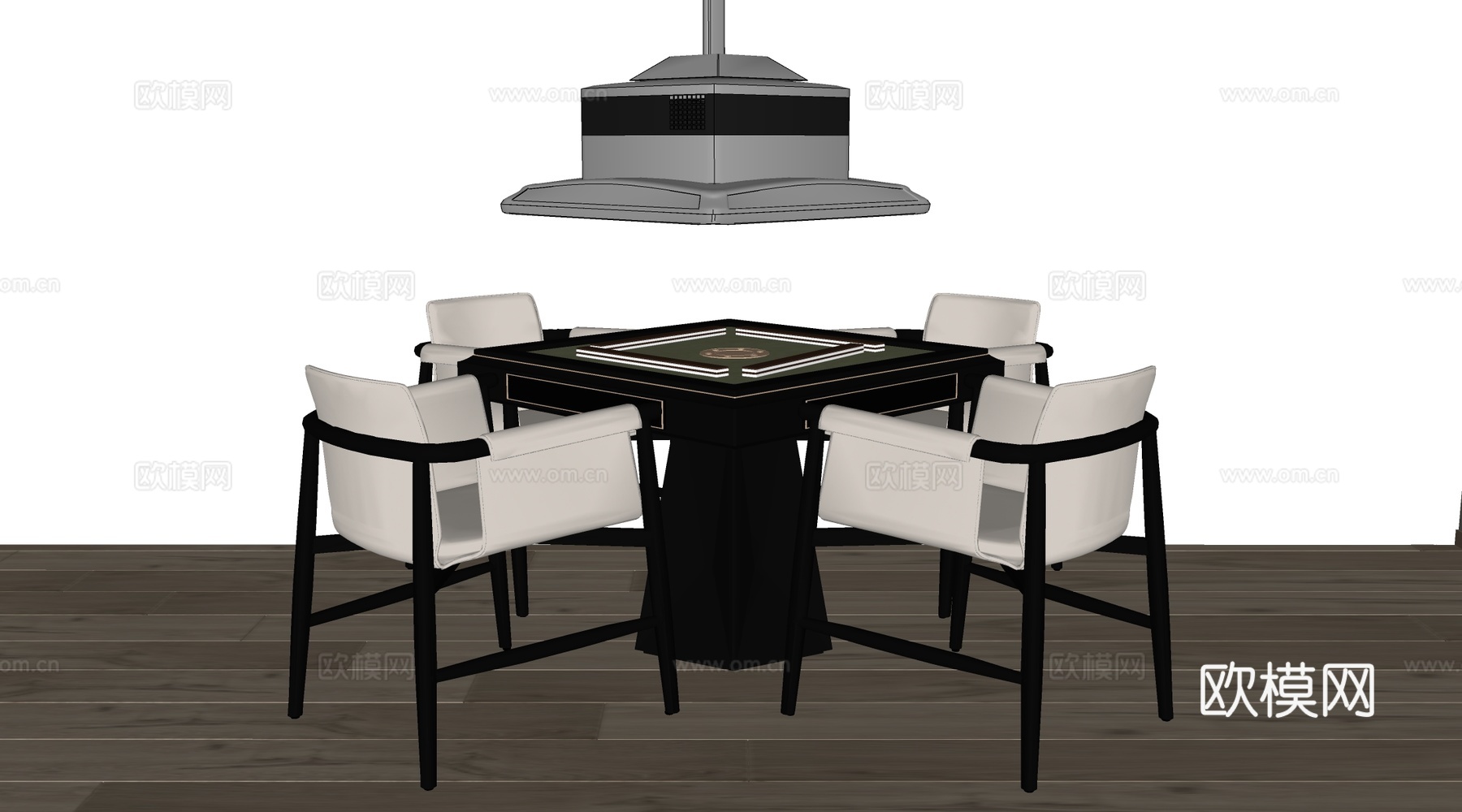 现代麻将桌 棋牌桌 娱乐桌椅su模型下载（渲染图2）