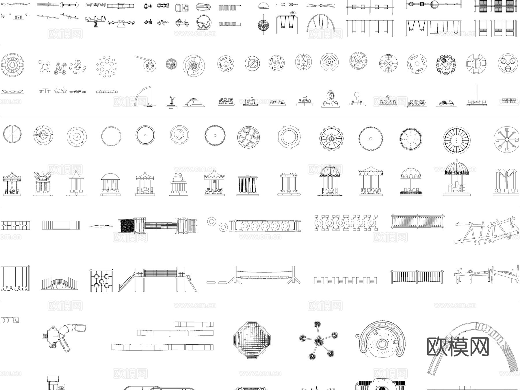 2026年最新儿童器材乐园设施微地形攀爬装置设施CAD图库cad施工图