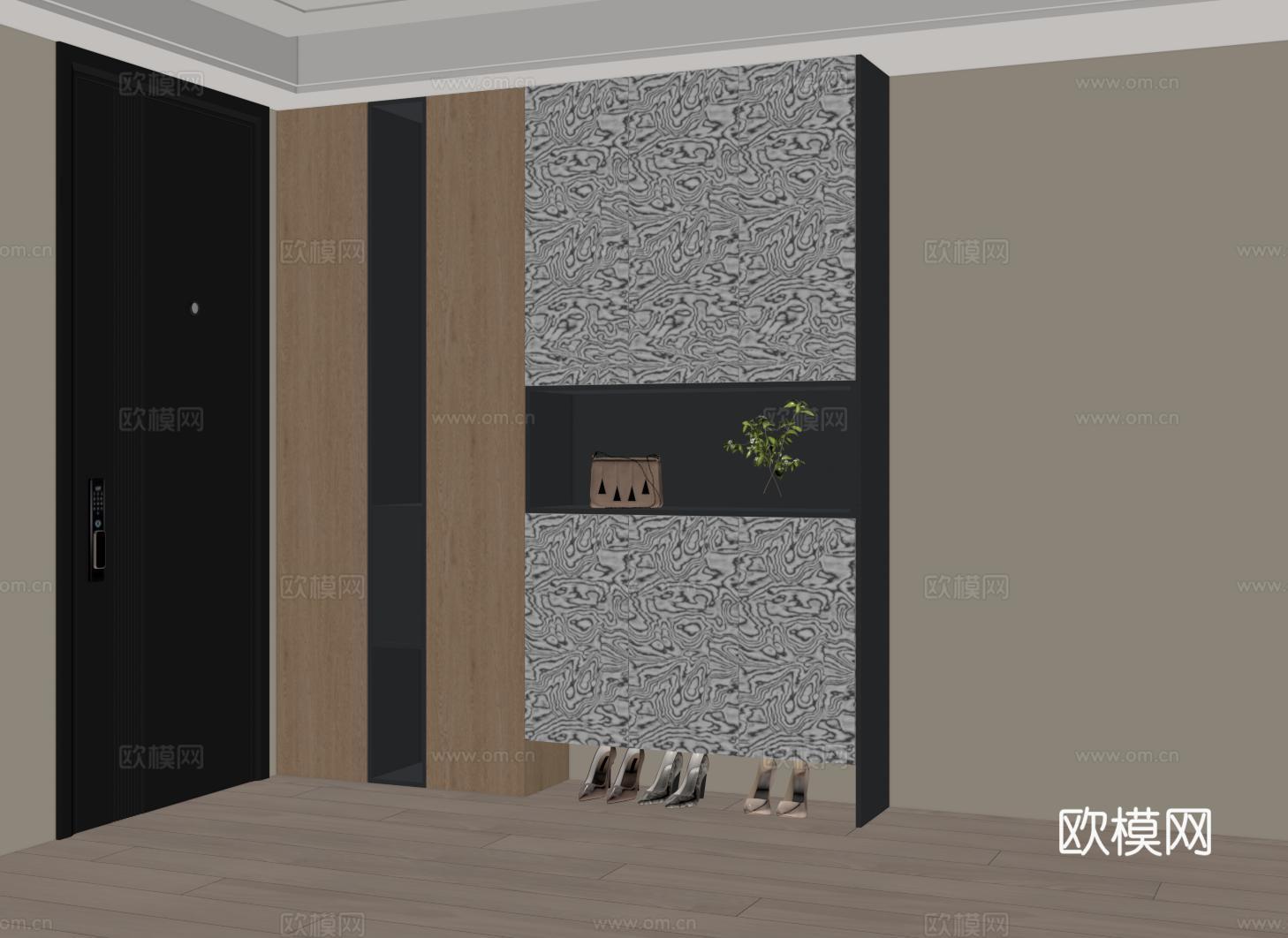意式入户玄关鞋柜su模型