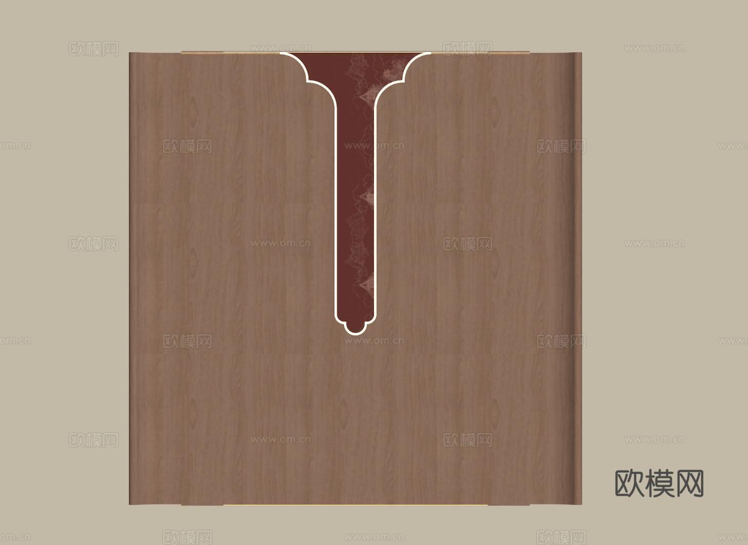 新中式玄关背景墙 圆弧背景墙su模型下载（渲染图2）