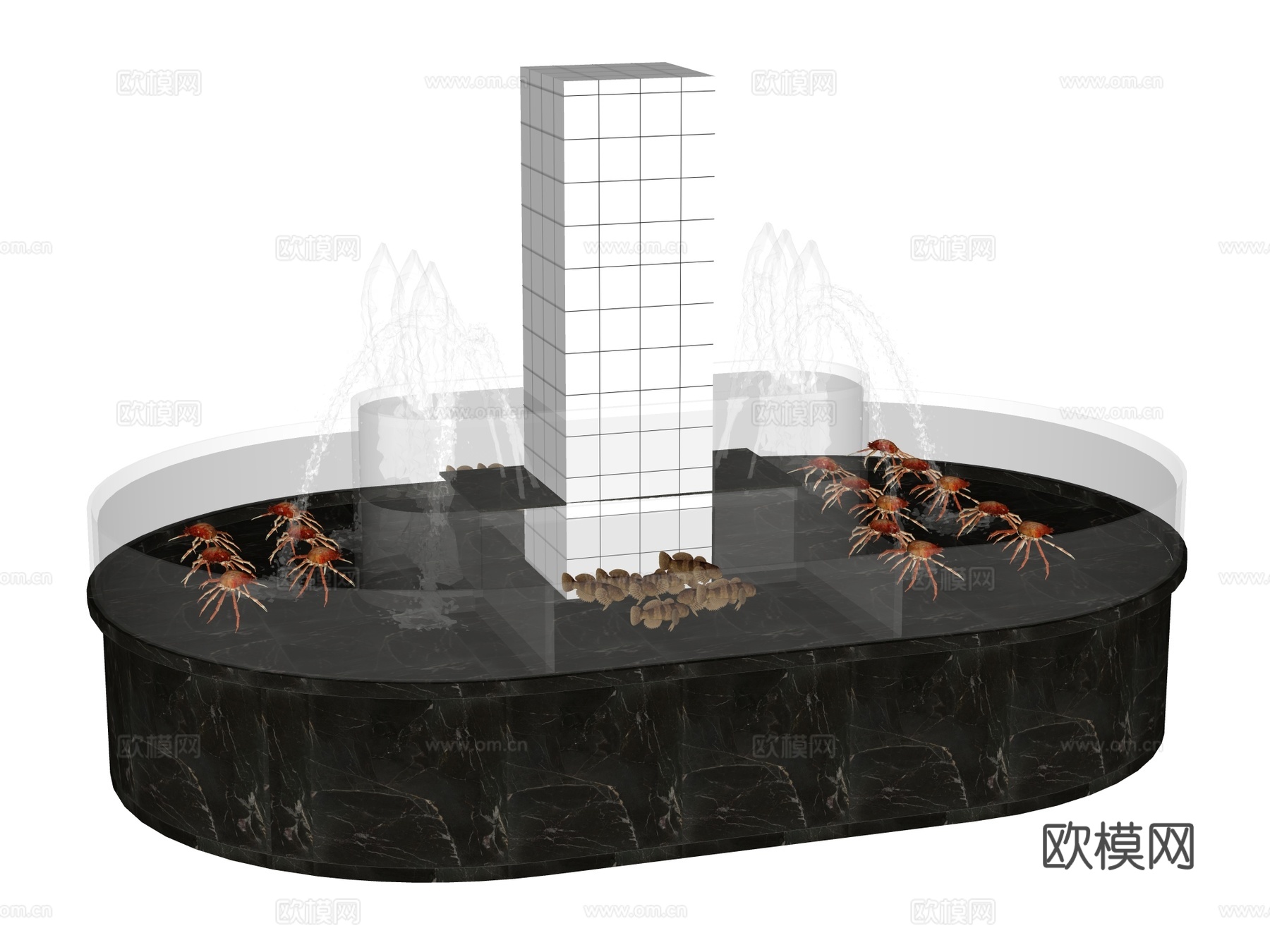 鱼池 海鲜池su模型下载（渲染图2）