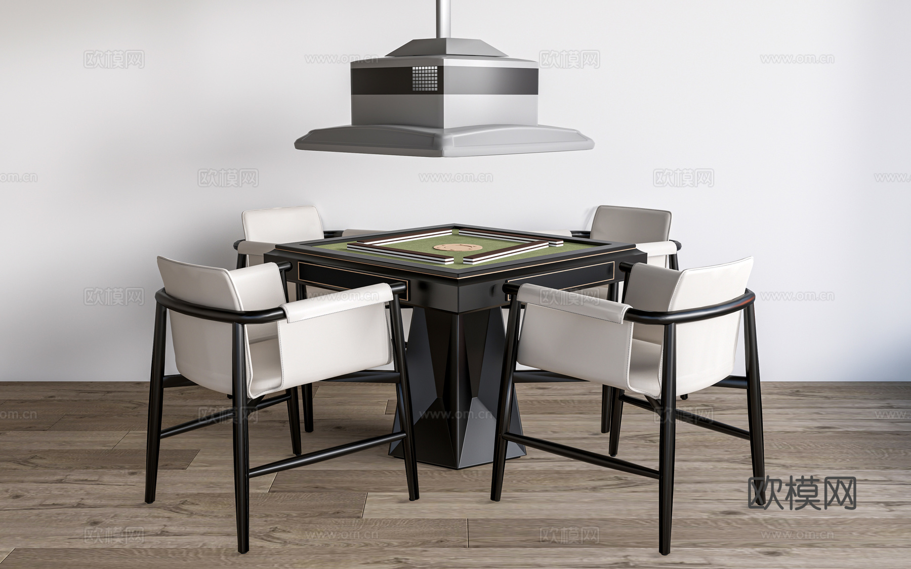 现代麻将桌 棋牌桌 娱乐桌椅su模型下载（渲染图1）