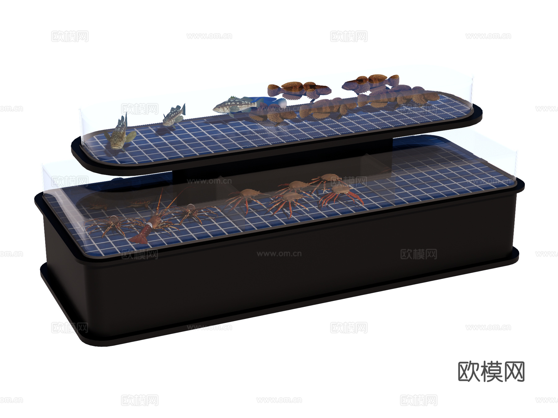 鱼池 海鲜池su模型下载（渲染图1）