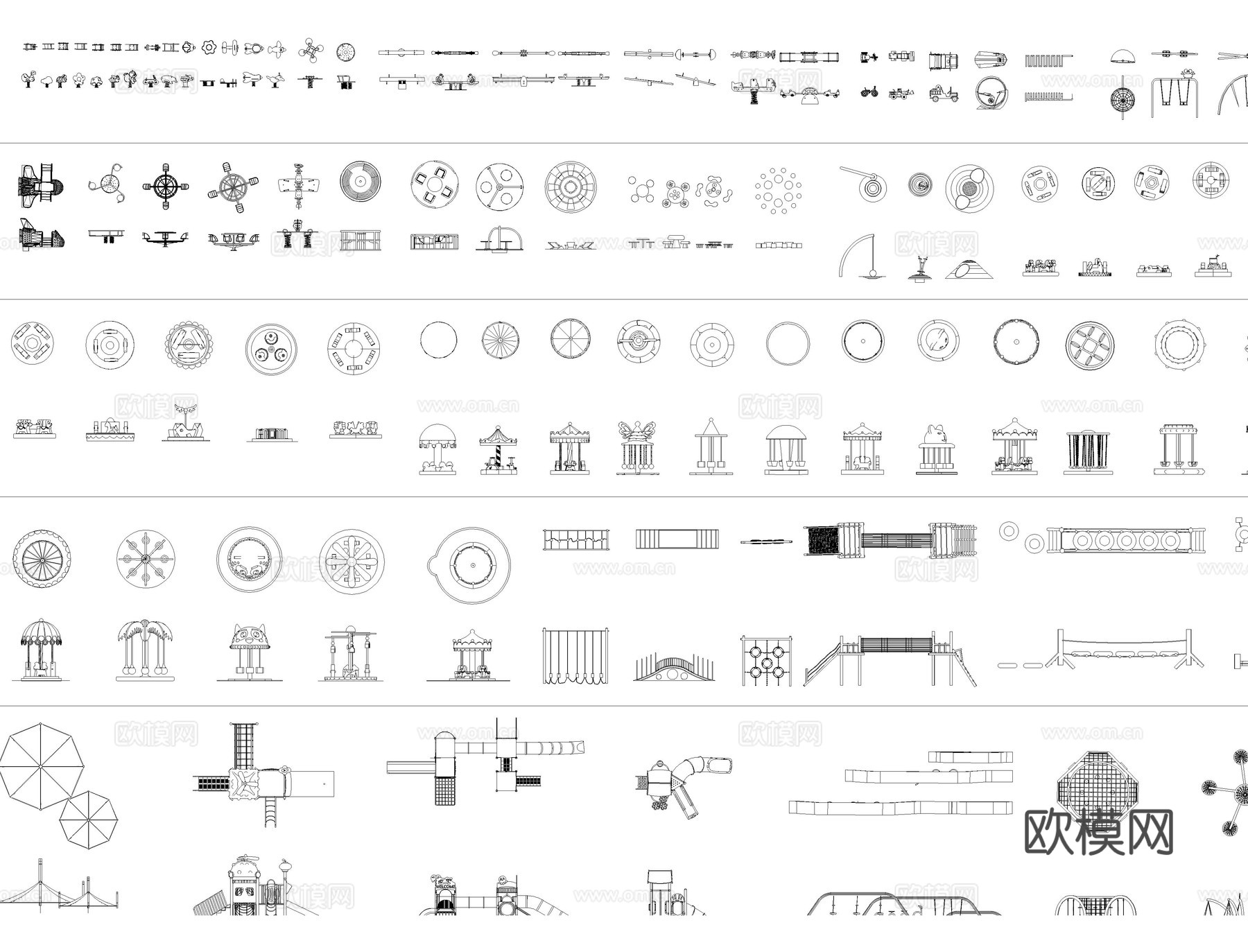 2026年最新儿童器材乐园设施微地形攀爬装置设施CAD图库cad施工图