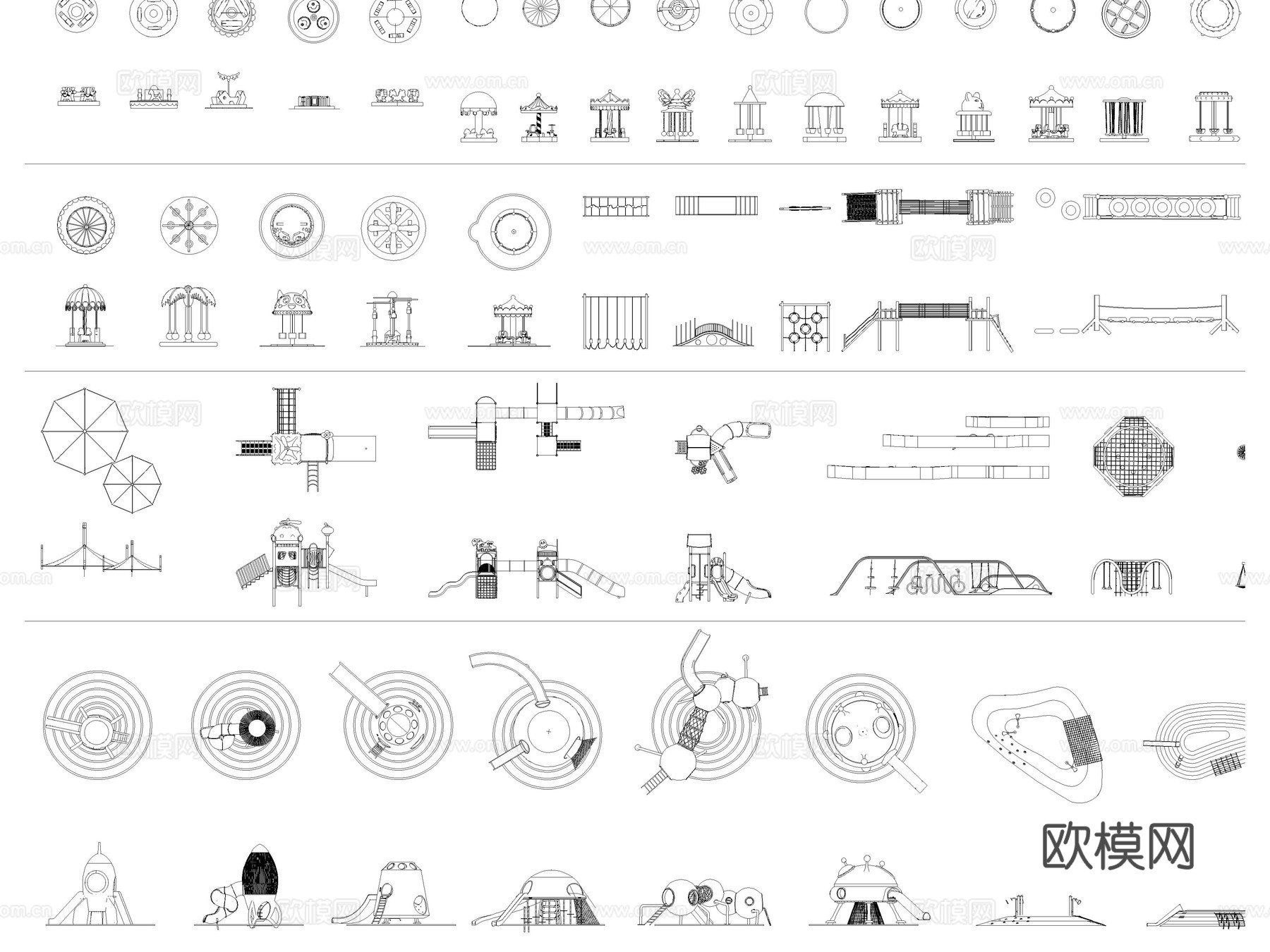 2026年最新儿童器材乐园设施微地形攀爬装置设施CAD图库cad施工图