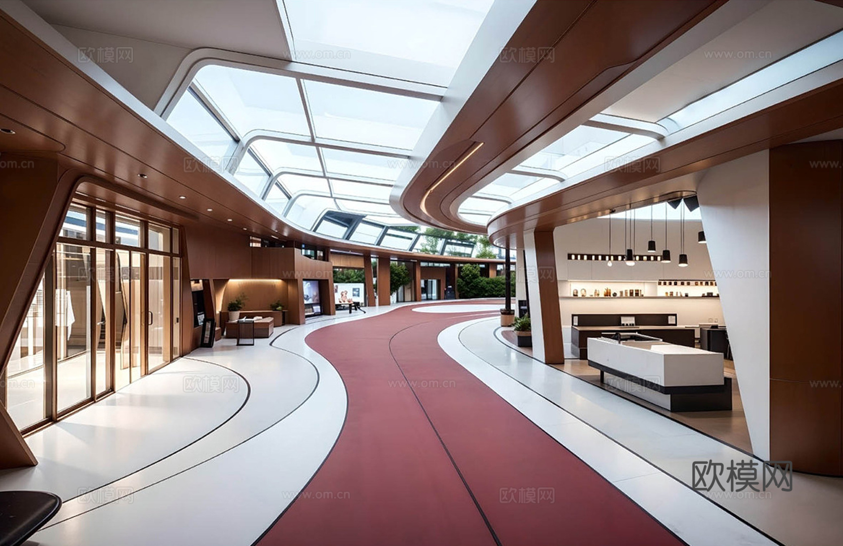 现代商场过道 商场大厅 商场店铺su模型下载（渲染图1）