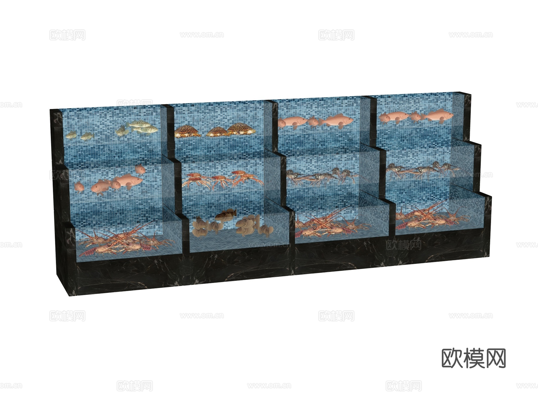 鱼池 海鲜池su模型下载（渲染图2）