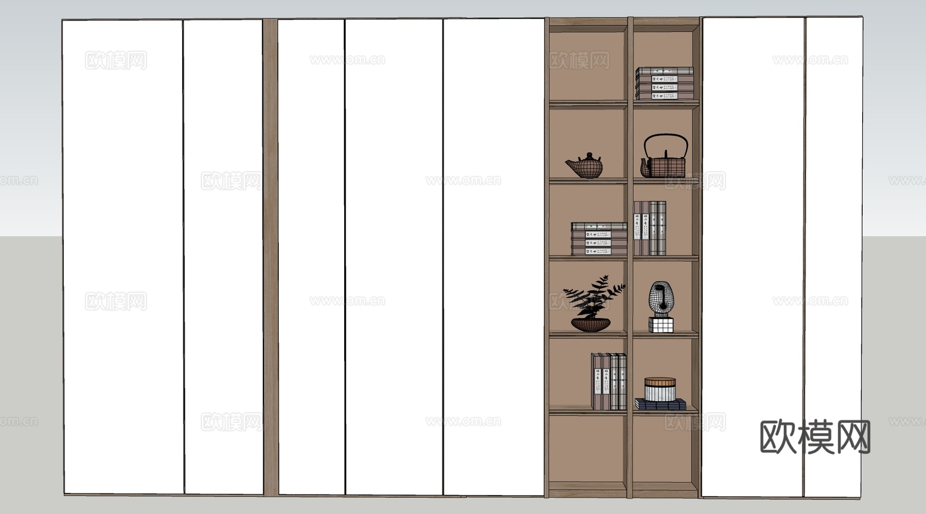 现代书柜 壁柜 装饰柜 办公室文件柜 储物柜su模型