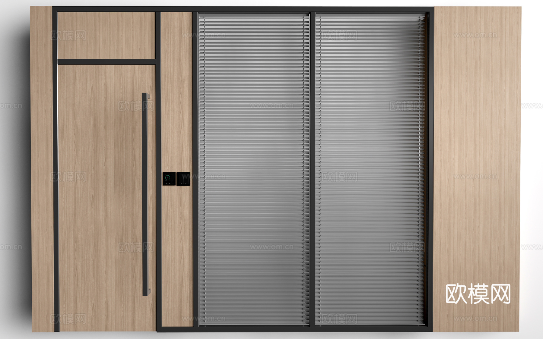 现代公司玻璃隔断 落地玻璃隔断 办公室隔断su模型下载（渲染图1）