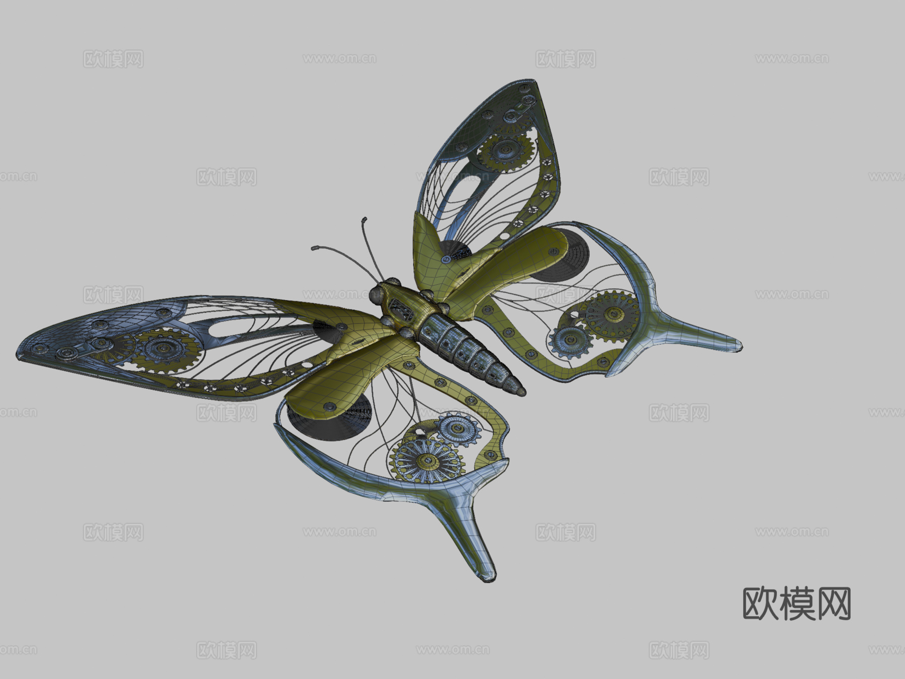 发条蝴蝶su模型下载（渲染图2）