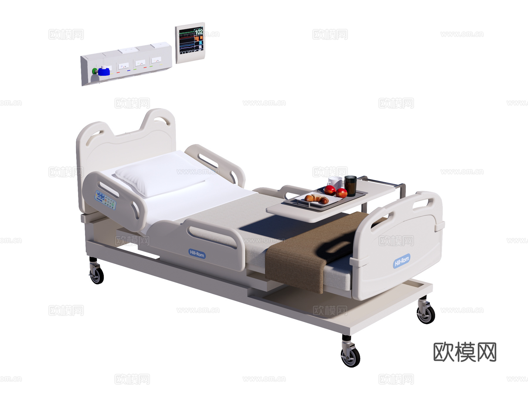 病床su模型下载（渲染图1）