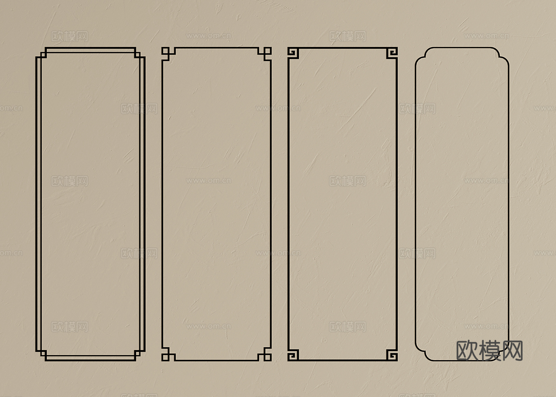 新中式线条 吊顶角花 顶角线su模型下载（渲染图1）
