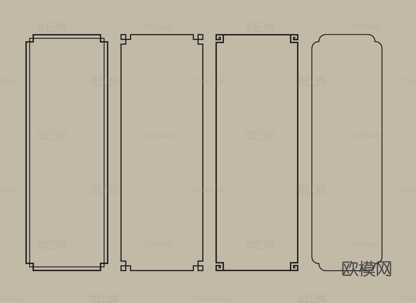 新中式线条 吊顶角花 顶角线su模型下载（渲染图2）