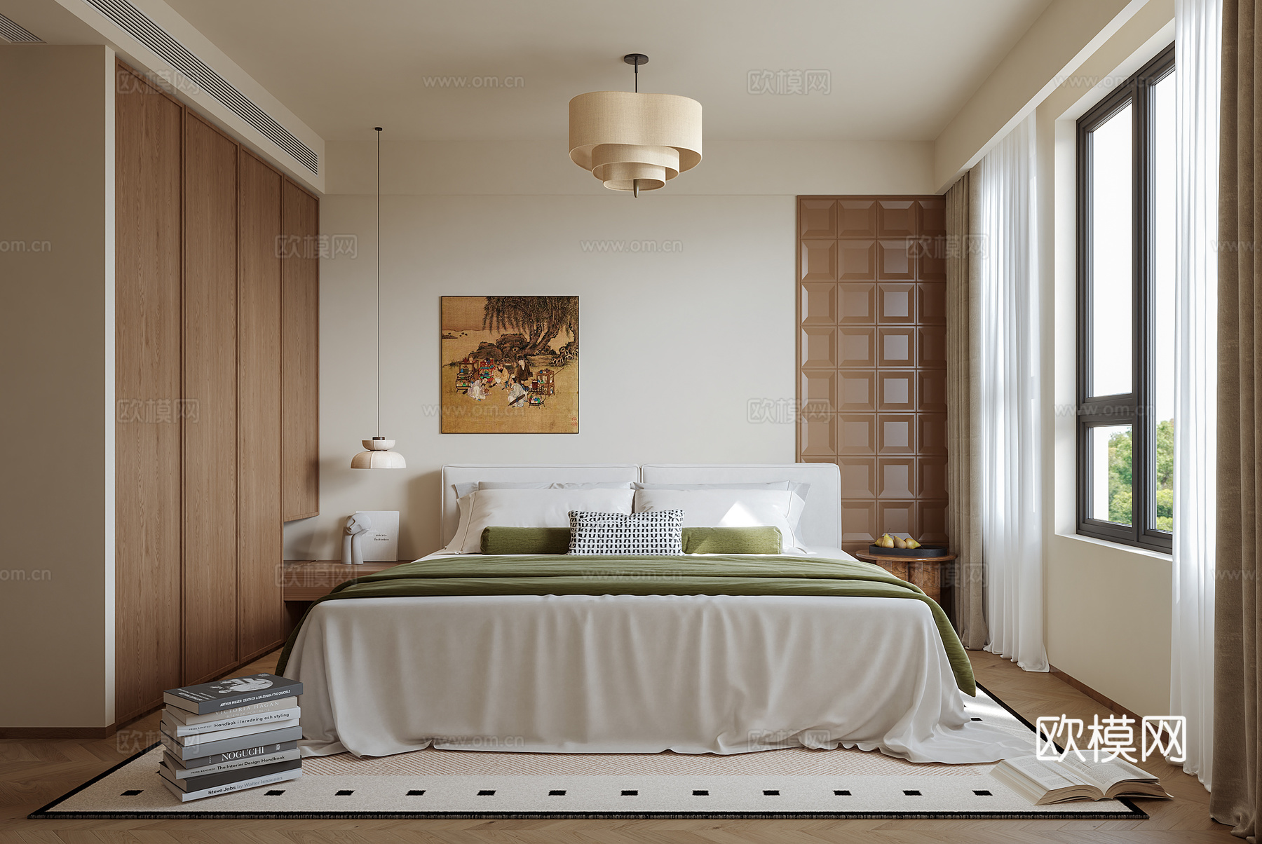 中古风卧室su模型下载（渲染图1）