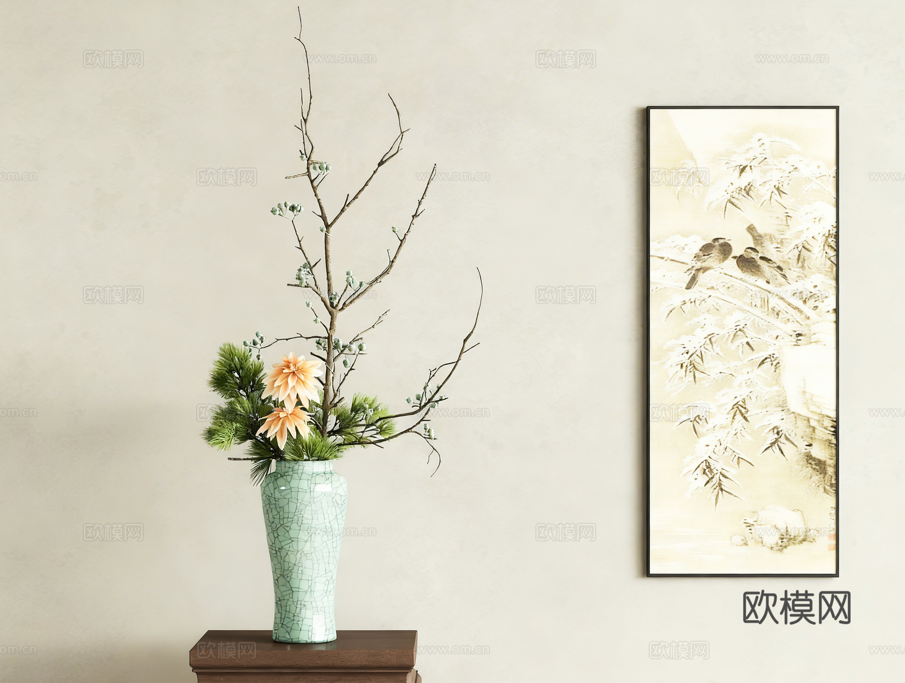 新中式花艺3d模型下载