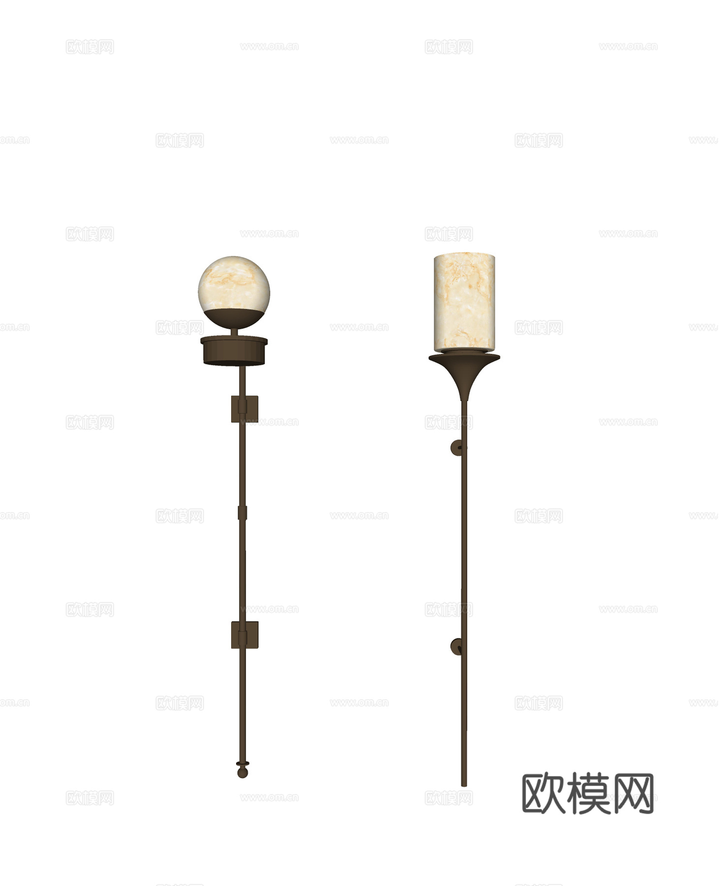 现代金属壁灯 长条壁灯 艺术壁灯 走廊壁灯 工装壁灯su模型下载（渲染图2）