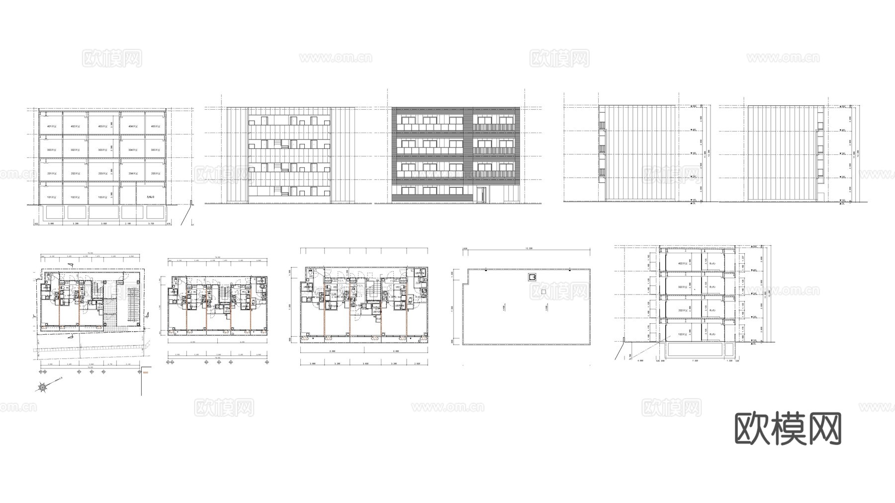 多层住宅建筑cad施工图下载