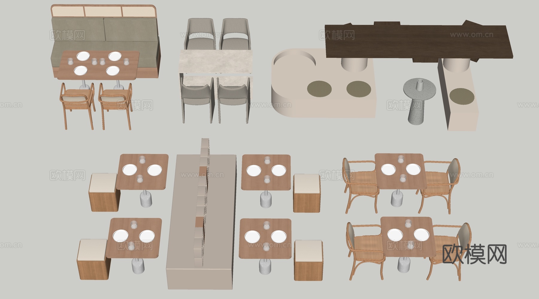 现代奶茶店桌椅 咖啡厅桌椅 餐厅桌椅su模型