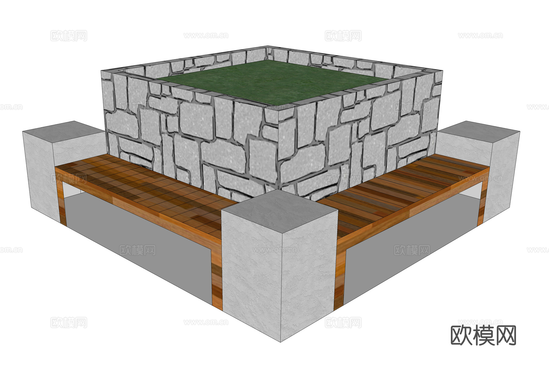景观树池坐凳su模型