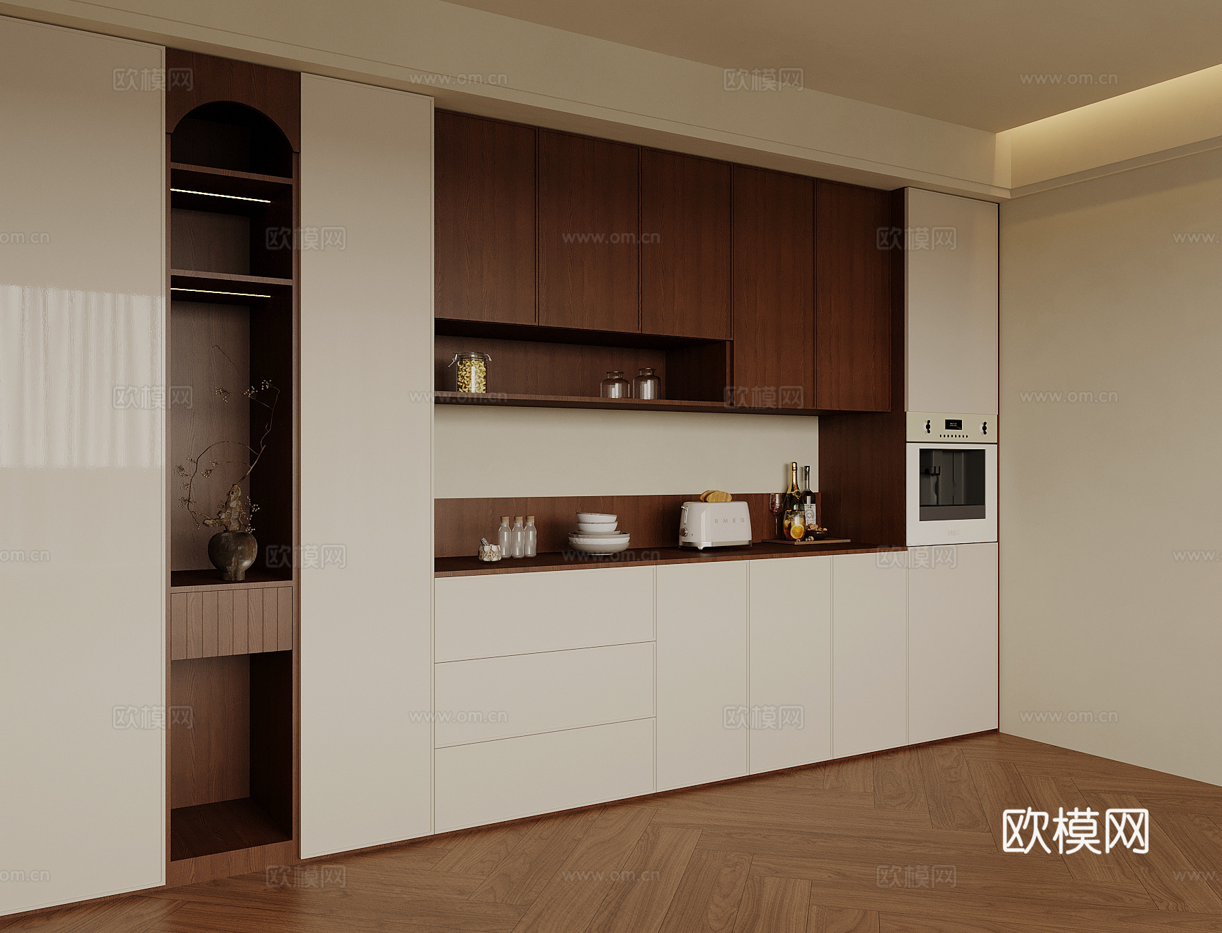 中古风酒柜 餐边柜su模型