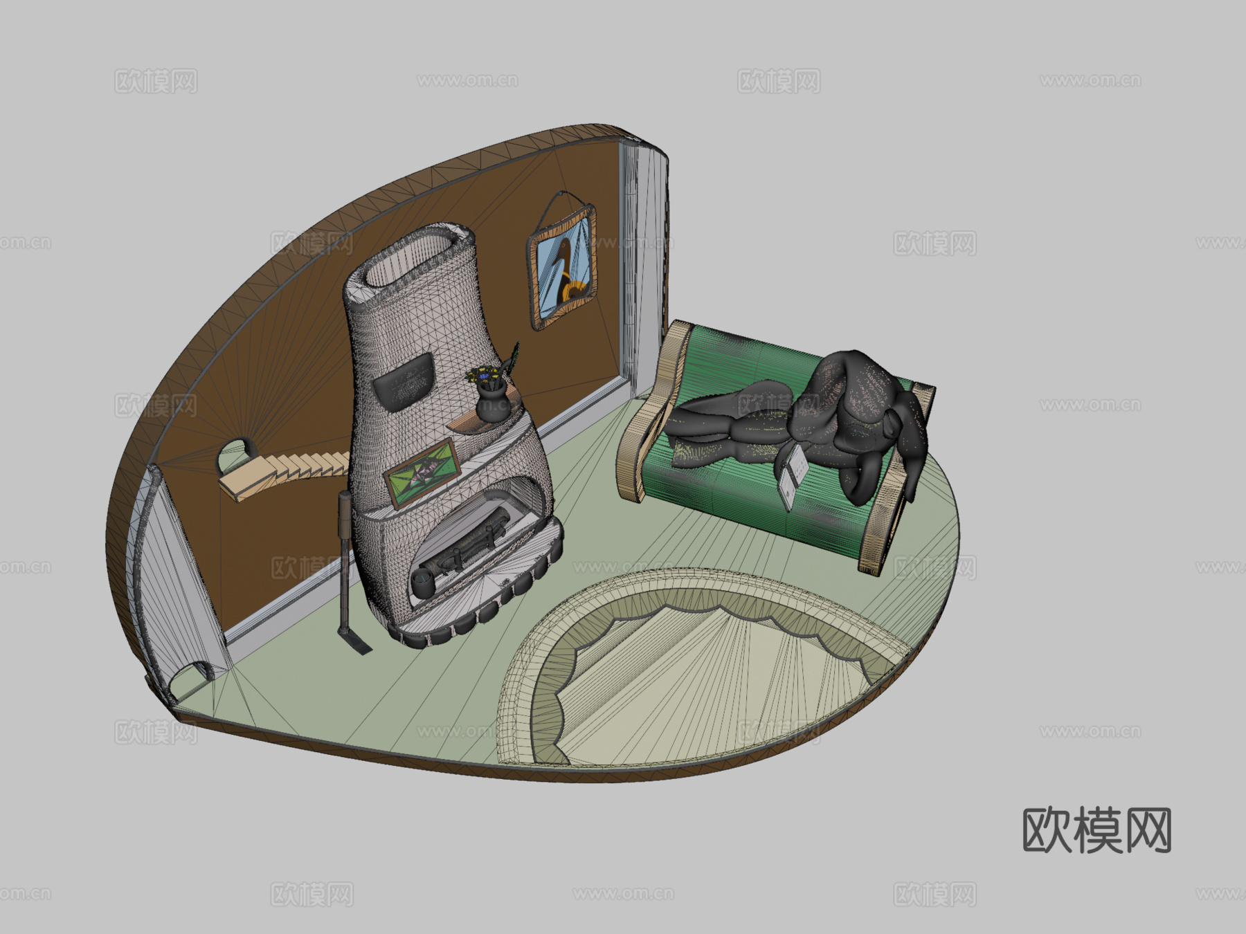 柔柔壁炉su模型