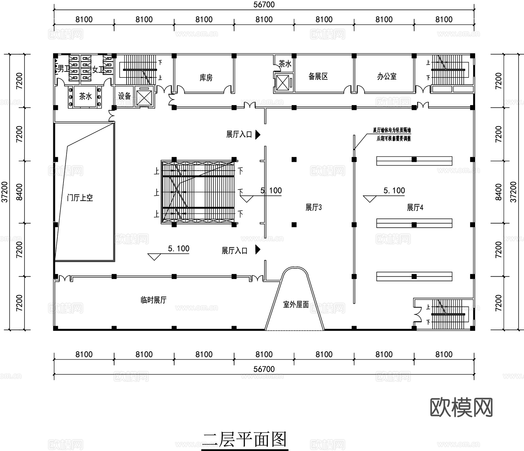 展厅博物馆平面图CADcad施工图下载（渲染图2）