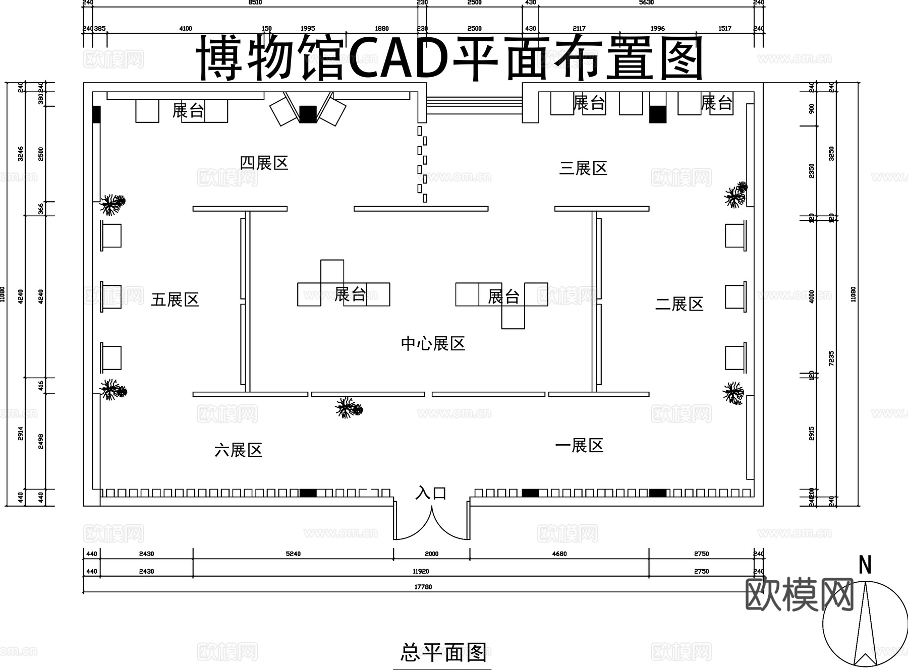 展厅博物馆平面图CADcad施工图下载